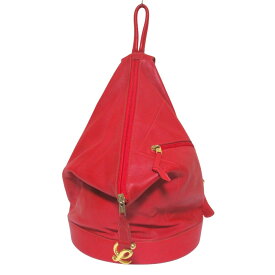 【中古】良品 LOEWE ロエベ ヴィンテージ アントン レザー バックパック リュックサック レッド×ゴールドカラー金具 レディース Luxs ブランド古着のリュクス
