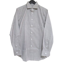 【7%OFFクーポン！2点以上で利用可】【中古】23SS Brioni ブリオーニ ホリゾンタルカラー 長袖 ドレスシャツ サイズ40 180/102A ブラウン系 メンズ 長袖シャツ 美品