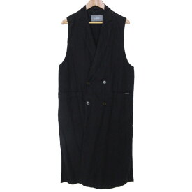 【中古】良品 nest Robe ネストローブ リネン コットン ノースリーブトレンチベスト ロングジレ 01231-1305 サイズF ネイビー レディース Luxs ブランド古着のリュクス