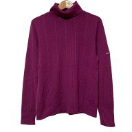 【中古】BURBERRY GOLF バーバリーゴルフ タートルネック ケーブルニット セーター L パープル レディー…