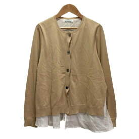 【7%OFFクーポン！2点以上で利用可】【中古】美品 Y's for living Yohji Yamamoto ワイズフォーリビング ヨウジヤマモト コットンレーヨン レイヤードニットカーディガン ベージュ レディース Luxs ブランド古着のリュクス