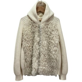 【中古】23AW ANAYI × Lisa Conte アナイ ムートンファーコンビ ジップニットパーカー ジャケット 36 アイボリー レディース パーカー 美品