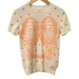 【中古】良品 23SS HERMES エルメス ブリッド ドゥ ガラ ショートスリーブ カシミヤ ニット カットソー サイズ34 ベージュ レディース Luxs ブランド古着のリュクス