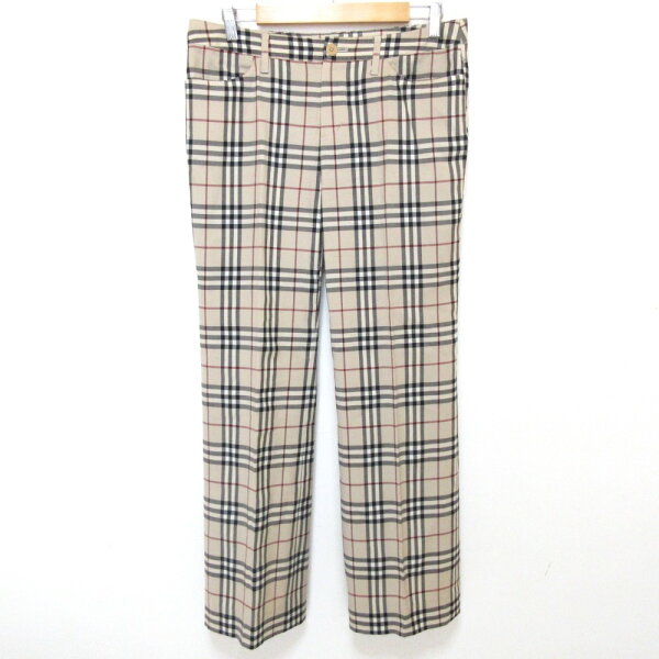 【中古】BURBERRY LONDON バーバリーロンドン ノバチェック柄 スラックス パンツ サイズ42 ベージュ レディース スラックスパンツ 良品