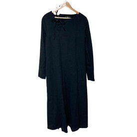【7%OFFクーポン！2点以上で利用可】【中古】未使用 Y's ワイズ ヨウジヤマモト ウール レースアップ ワンピース YO-D15-101 サイズ2 ブラック レディース Luxs ブランド古着のリュクス