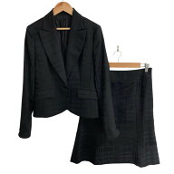 【中古】BURBERRY LONDON バーバリーロンドン チェック ジャガード ジャケット スカート セットアップ ス…