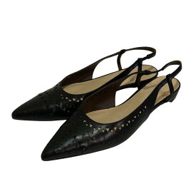 【中古】ODETTE E ODILE オデットエオディール カットワーク レザー スリングバック パンプス 24 1/2 ブラック レディース パンプス 美品