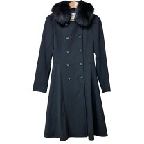 カシミヤ ファー ロングコート 黒 高級 タスマニア カシミヤ ファー 