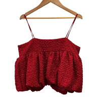 【中古】POPPY ポピー Balloon Ribbon Cami キャミソール F レッド レディース キャミソール 美品