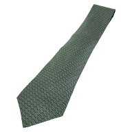 【中古】HERMES エルメス Hロゴ柄 シルクネクタイ グリーン系 メンズ ネクタイ 良品