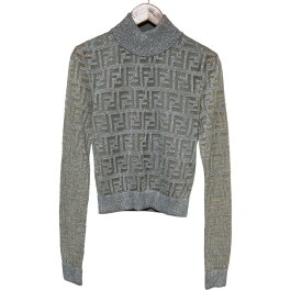 【7%OFFクーポン！2点以上で利用可】【中古】FENDI フェンディ ズッカ シアーラメ サマーレイヤードニット アンサンブル サイズ38 シルバーカラー レディース アンサンブル 未使用