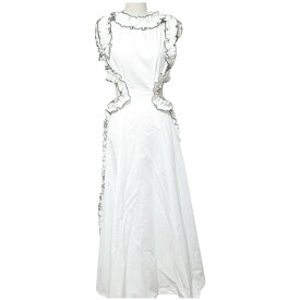 【中古】Christopher Kane クリストファーケイン COTTON FRILL CUT OUT DRESS ワンピース RE20 DR3319 サイズ40 ホワイト レディース ノースリーブ 袖なしロング丈ワンピース 未使用
