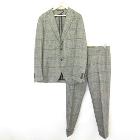 【中古】TAGLIATORE タリアトーレ チェック柄 テーラードジャケット スラックスパンツ スーツ セットアップ サイズ48 グレー メンズ メンズスーツ 美品