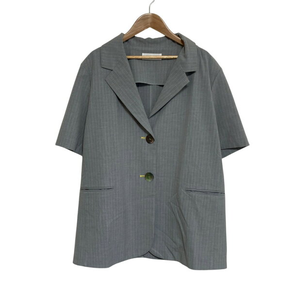 【中古】24SS HeRIN.CYE ヘリンドットサイ Stripe half sleeve jacket ハーフスリーブジャケット 530HSM30-0390 サイズF グレー レディース テーラードジャケット ブレザー 美品
