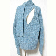 【中古】LE CIEL BLEU ルシェルブルー ネップヤーンケーブルニットトップ セーター 24A61521 サイズ36 ブ…