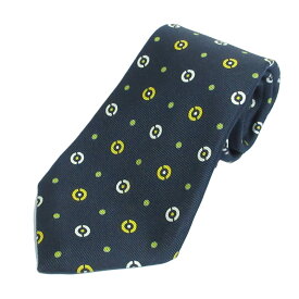 【中古】Kiton キートン サークル総柄 セッテピエゲ シルク ネクタイ ネイビー メンズ ネクタイ 良品