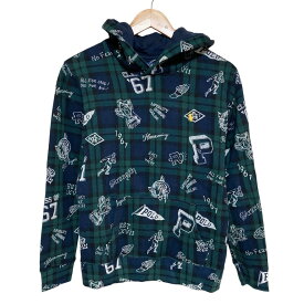 【中古】POLO RALPH LAUREN ポロラルフローレン チェック 裏起毛 スウェット プルパーカー L（14・16) ネイビー キッズ キッズ パーカー 美品