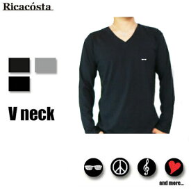 Ricacosta リカコスタ 定番 長袖 Vネック Tシャツ ロンT ワンポイント刺繍 メンズ ブランド 正規品 ギフト ラッピング 無料