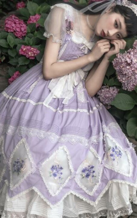 楽天市場】ドレスワンピース パープル 春夏 半袖 姫袖 フレア ロング  