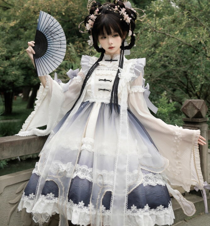 Amavel キョンシーチャイナブラウス ブラック ロリータ 華ロリ 中華 