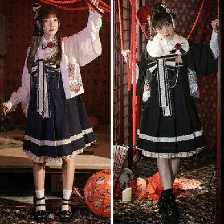 楽天市場】ロリータ NyaNya 和風 ミドル丈ジャンパースカート  