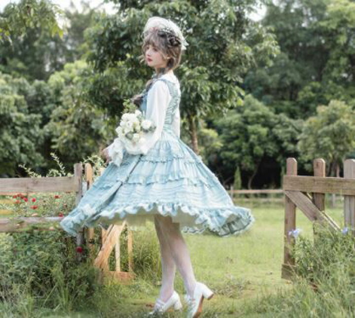 ジャンスカ5色 甘ロリ ガーリー ナチュラル ミディアム丈 通年 刺しゅう フラワー お花 かわいい 大きいサイズ サイズ豊富 カラー豊富 姫 ロリ クラロリ イベント パーティ お茶会 フェミニン ゴスロリ ロリータファッション LUXURY ロリータ服 NyaNya ブランド 十六夜の歌姫 フリルシースールー 半袖 カーディガン ロング 透け感 クラシカルロリータ服 エレガント ホワイト