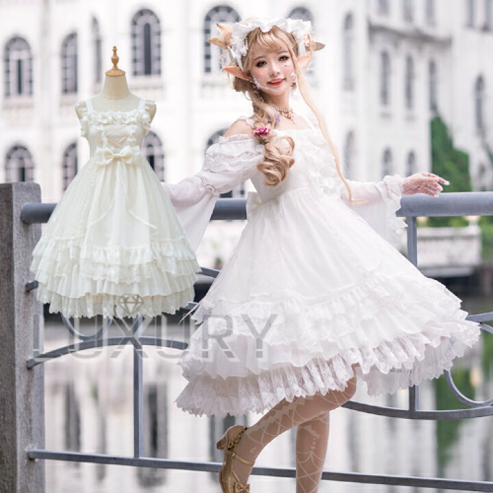 楽天市場】ノースリーブワンピース2色 通年 レース フリル リボン  