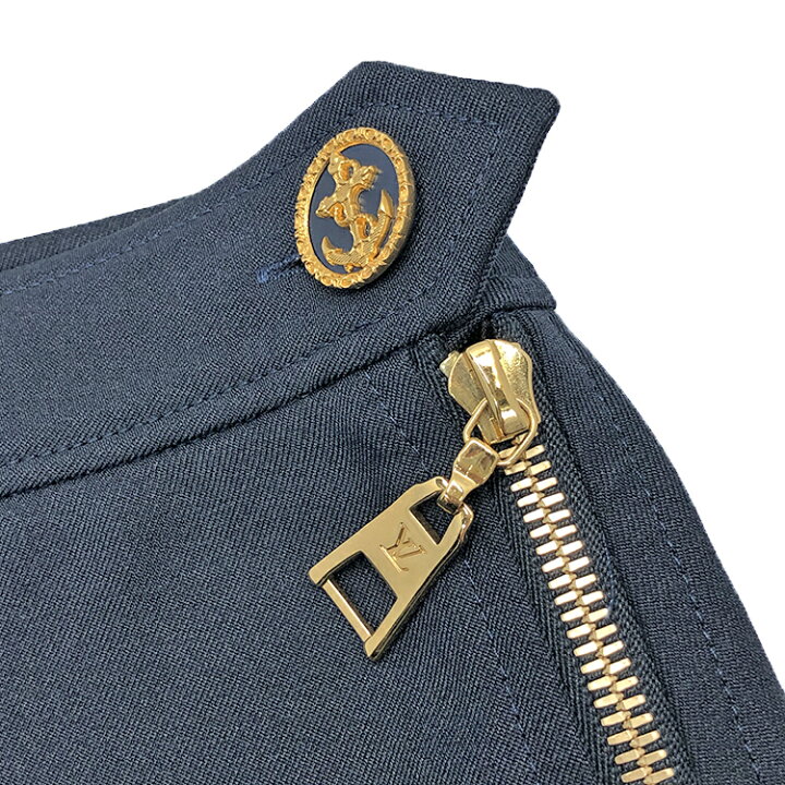 新品Louis Vuitton ネイビー プリーツスカート ゴールドファスナー