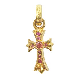 【中古】 Chrome Hearts クロムハーツ 22K CRS BBYFAT ベイビーファット チャーム 22K アフターセッティング パヴェピンクサファイア ネックレス ペンダント トップ ゴールド 22金 K22 本物 送料込み!!