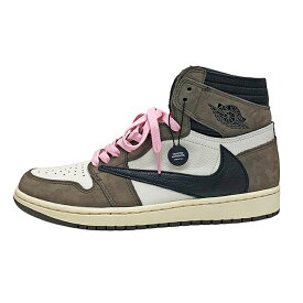 【中古】 【未使用品】 NIKE × Travis Scot ナイキ × トラヴィススコット AIR JORDAN 1 RETRO HIGH OG TS SP レトロ ハイ ハイカットスニーカー CD4487-100 シューズ 靴 size=8.5 約26.5cm ダークモカ ブラウン ブラック 本物 送料込み!!