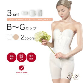ブライダルインナー 3点セット【7月18日まで限定50%OFF】●日本製●＜B-Gブラジャー・ウエストニッパー・ガードル＞ Bridal wedding inner ブライダル下着※B65/D70/D80/E80/G80/オフホワイト・B80/F70/G80・ニッパーSサイズ/モカベージュ一時欠品中※
