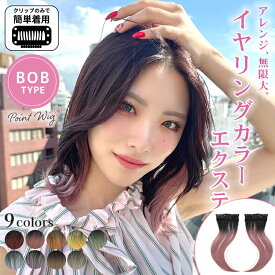 エクステ インナーエクステ イヤリングカラー インナーカラー クリップ ワンタッチ カラーエクステ 赤 ピンク 紫 青 水色 緑 アッシュ 安い 耐熱 簡単 パッチン ボブ 子供 キッズ ダンス コスプレ エクステンション つけ毛 「ボブ向け イヤリングカラーエクステ [wgt831]」