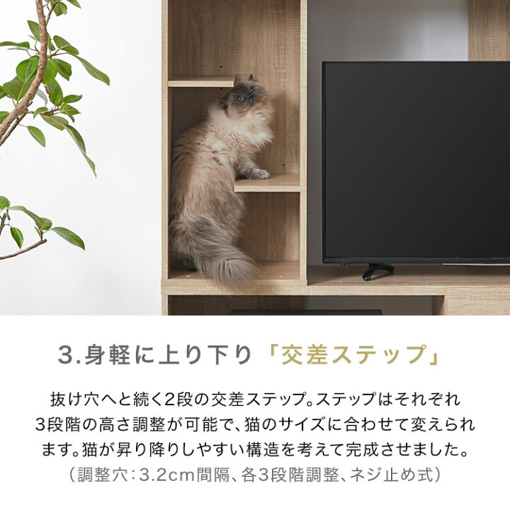 楽天市場 キャットウォーク 猫 壁面収納 テレビ台 テレビボード ハイタイプ テレビボード 収納 高さ180 幅2 おしゃれ 42インチ 46インチ 46型 49インチ 49型 キャットタワー 木製 Tv台 ねこ ネコ リビングボード 新生活 Barocca バロッカ