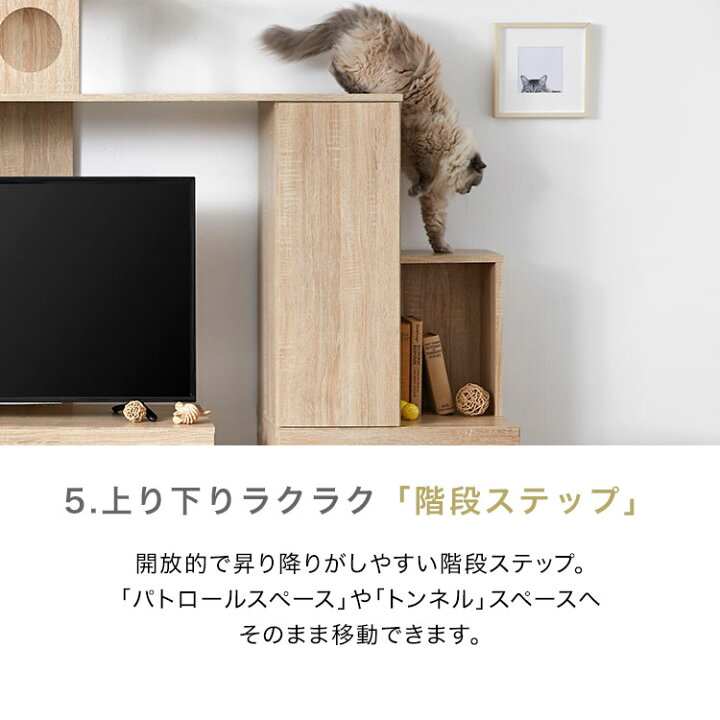 楽天市場 キャットウォーク 猫 壁面収納 テレビ台 テレビボード ハイタイプ テレビボード 収納 高さ180 幅2 おしゃれ 42インチ 46インチ 46型 49インチ 49型 キャットタワー 木製 Tv台 ねこ ネコ リビングボード 新生活 Barocca バロッカ