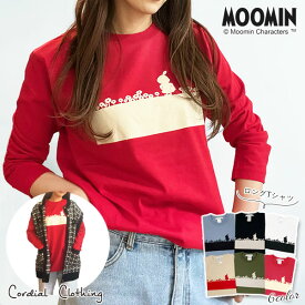 ＼母の日 ギフト 2024／【MOOMIN】MYと花シルエット 長袖 Tシャツ CC2391053 レディース メンズ ユニセックス プリント ラウンド ネック ロング Tシャツ / 綿100% 日本製 長袖 ロンT カットソー【cordialclothing】【送料無料】