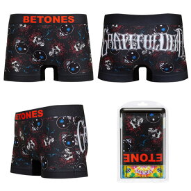 【特別限定品 残りわずか】【BETONES】スカル&ローズ グレートフルデッド×ビトーンズ コラボ GRATEFUL DEAD-GD001 BLACK（ブラック）メンズ ボクサー パンツ 男性 下着 アンダーウェア / 4589878836479 【メール便送料無料】