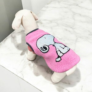 【公式】PEANUTS & MAISON TARTS スヌーピー おすわり デザイン ナッピング ウール×ラインストーン 半袖プルオーバー | SNOOPY | 犬服 ドッグウェア | 5サイズ展開 2.5kg〜14.5kg対応 | 日本製 | コットン |