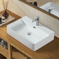 【混合水栓付き】 洗面ボウル 大型 洗面台 置き型 605*420*130mm おしゃれ 手洗い器 陶器 手洗いボウル …