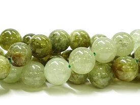 天然石ビーズ ガーネットグリーン 10.0mm玉 品質ランク-AA 1粒売り 天然石ビーズ 丸玉 アクセサリーパーツ バラ売り 穴空き パワーストーン