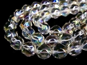 アクアクリスタル オーロラクリスタル スターカット 10.0mm玉 1粒売り レインボーオーラ アクアオーラ ホワイト 天然石 ビーズ 丸玉 バラ売り 穴空 ハンドメイド アクセサリーパーツ 材料 パ