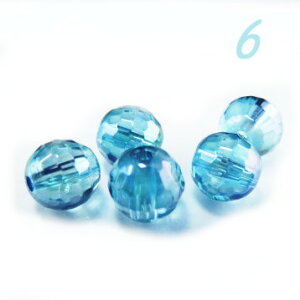 アクアオーラブルー ミラーカットボール 6.0mm玉 1粒売 天然石ビーズ ラウンド 丸玉 バラ売り 穴空 パワーストーン お守り ハンドメイド 手作りパーツ オーラ 虹色の石