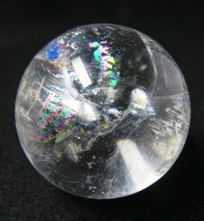 楽天市場】1点物 レインボー水晶 丸玉 37mm玉 クリアータイプ クラック 