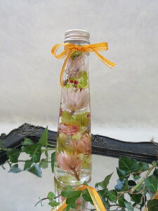 【ハーバリウム】 円錐型瓶 【3000円ギフト】 母の日  コーラルオレンジ クリアケース付き お祝い お誕生日 結婚祝 退職 卒業