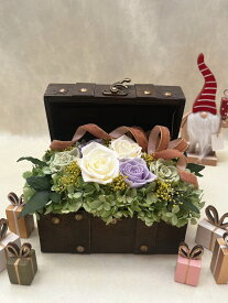 【プリザーブドフラワー】ギフト　宝箱　お祝い　結婚祝い　お誕生日　出産祝い　母の日　退職　クリスマス　卒業 緑
