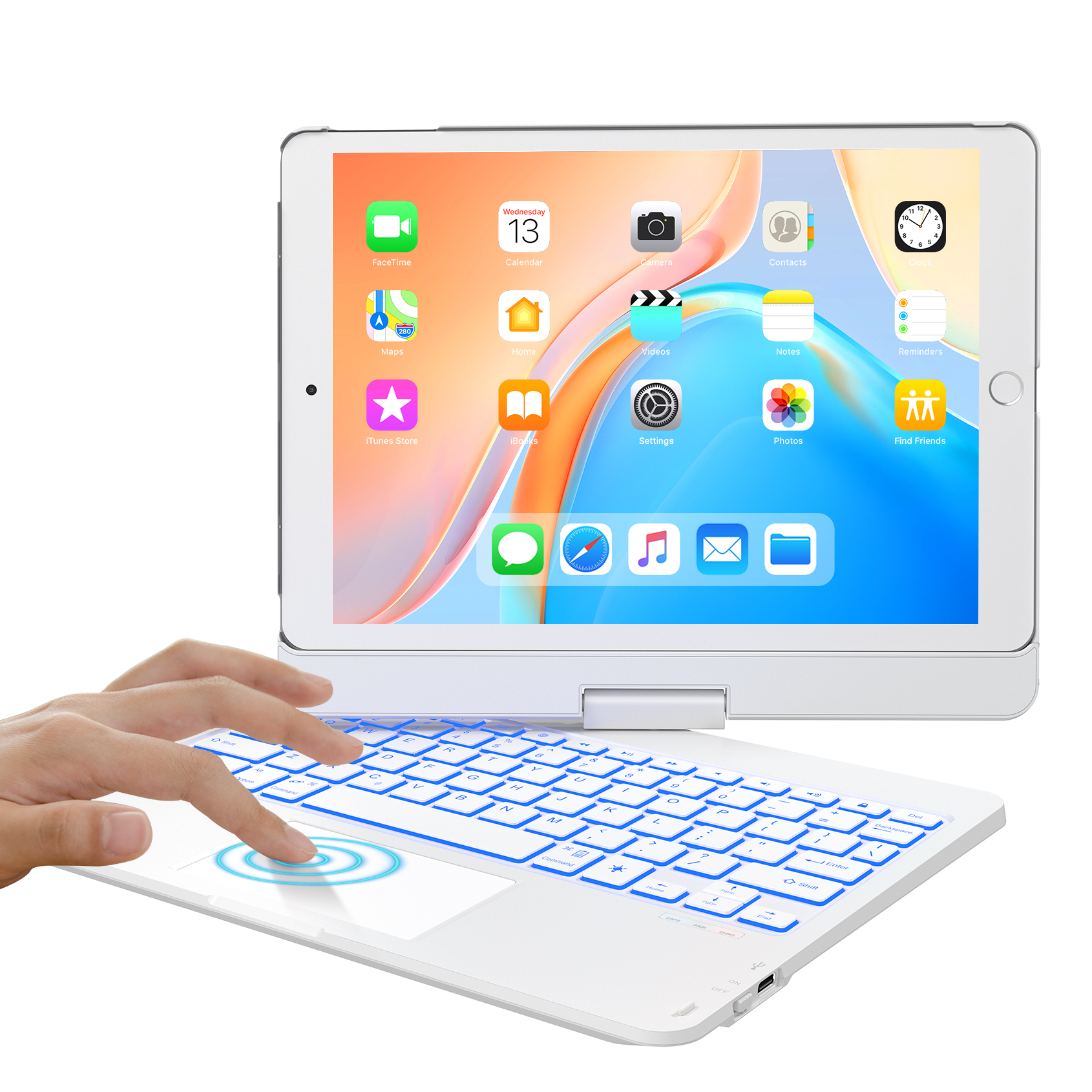 iPad 7世代 キーボード ケースiPad mini6 キーボード 8.3インチ タッチパッド付き 2021 2020 2019モデル]Bluetooth キーボードカバー 7色バックライト付き 360度回転式180º裏返す操作 反転可能 iPad 10.2 iPad Air3 Pro 10.5 mini6対応