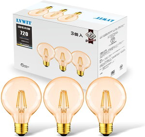 28日20時〜24時全品P5倍★LED電球 フィラメント電球 E26口金 3個入 (6W) 60W形相当 720LM エジソン電球 電球色2500K G80 茶色 レトロ電球 3年保証 調光器非対応 明るい おしゃれ LVWIT 送料無料