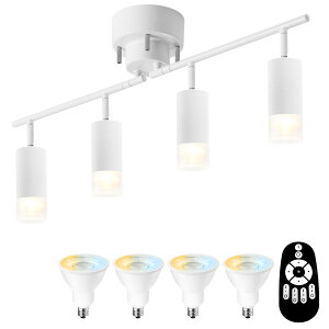 シーリングライト 4灯 スポットライト E11口金 450LM 消費電力4.5W(40W形相当) リモコン操作 調光調色 円筒ペンダント 北欧 LED電球付 折りたたみ式 角度調節自由 おしゃれ 照明器具 天井照明