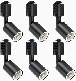 ライティングレール用 スポットライト E26口金 6個セット ソケット ダクトレール用照明器具 角度調節可能 ホワイト 電球別売り LVWIT 3年保証 送料無料