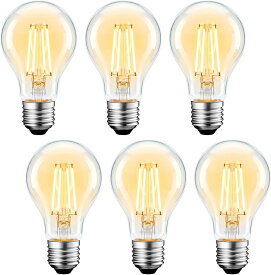 クーポン配布中★LED電球 60W形相当 E26口金 6個入 フィラメント電球 6W A60 2700K電球色 806lm クリアタイプ レトロ電球 雰囲気 3年保証 非調光 PSE 明るい おしゃれ 送料無料 LVWIT