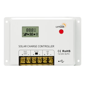 LVYUAN(リョクエン)リン酸鉄リチウム電池 充電可能 PWM 10A/20A/30A/40A ソーラーチャージコントローラー12V24V兼用 USB5V出力付き 液晶画面付き 船舶 野外 車中泊 災害対策 地震停電 防災予備品 太陽光発電専用 国内仕様 日本語説明書付き